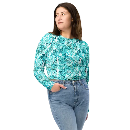 Tidal Bloom on a Long Sleeve Crop Top