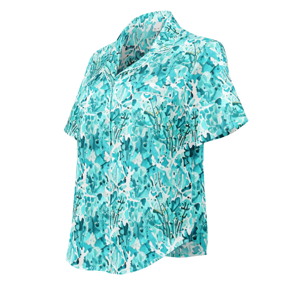 Tidal Bloom on Women's Short Sleeve Pajama Top — Left Front