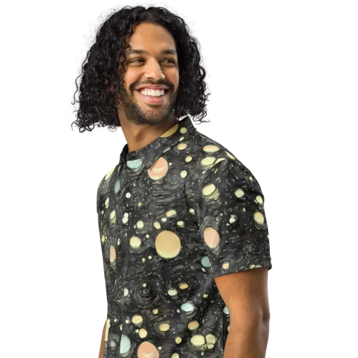 Planetary Ink on a Men's Slim Fit Polo Shirt