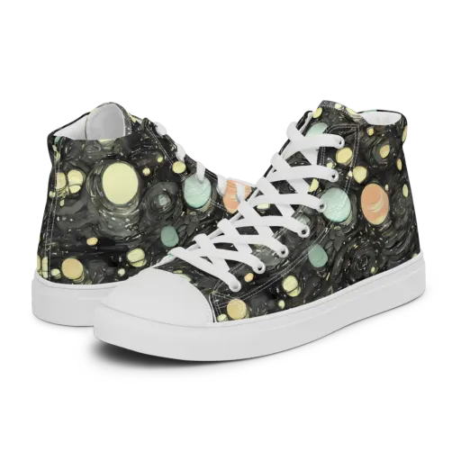Planetary Ink on a Men's High Top Canvas Shoes