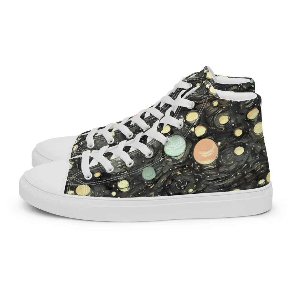 Planetary Ink on Women's High Top Canvas Shoes — Left
