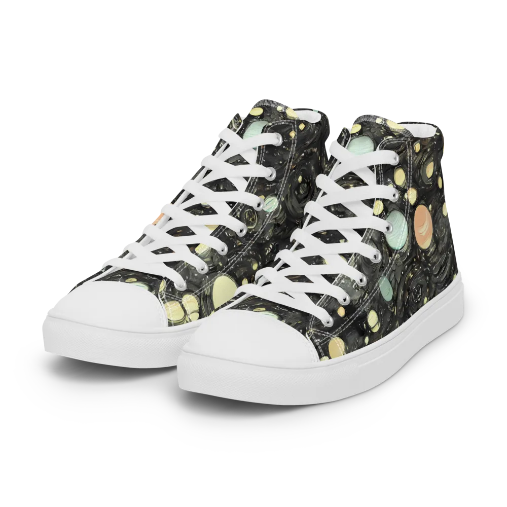 Planetary Ink on Women's High Top Canvas Shoes — Left Front