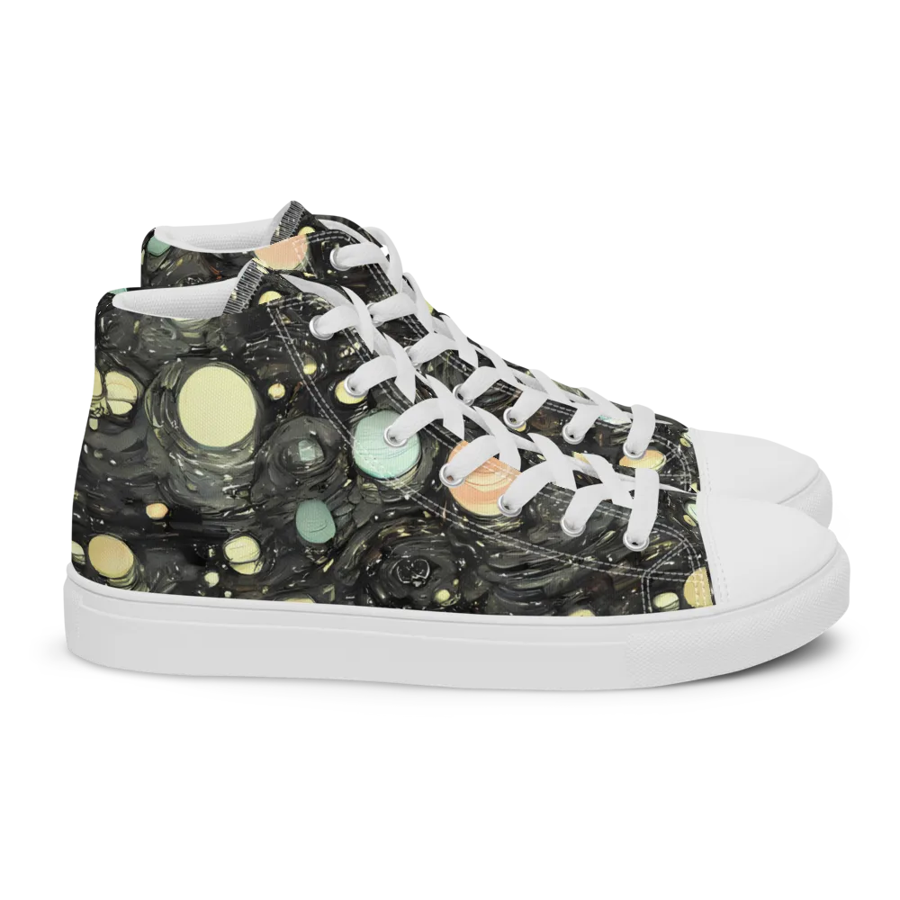 Planetary Ink on Women's High Top Canvas Shoes — Right
