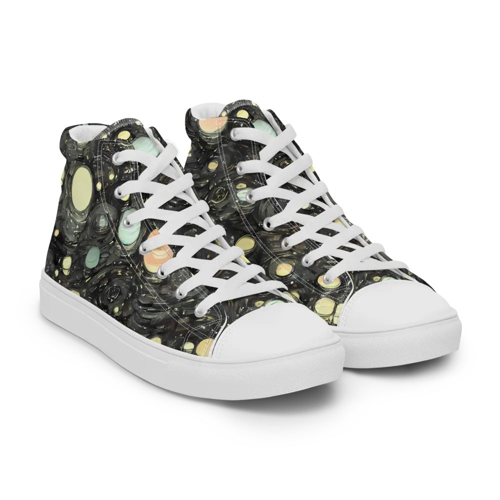 Planetary Ink on Women's High Top Canvas Shoes — Right Front
