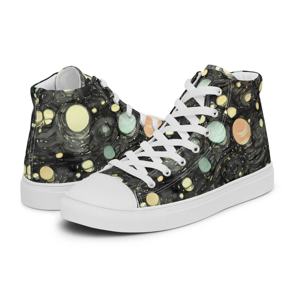 Planetary Ink on Women's High Top Canvas Shoes — Left