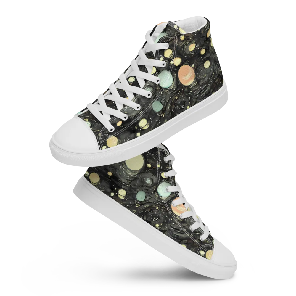 Planetary Ink on Women's High Top Canvas Shoes — Front