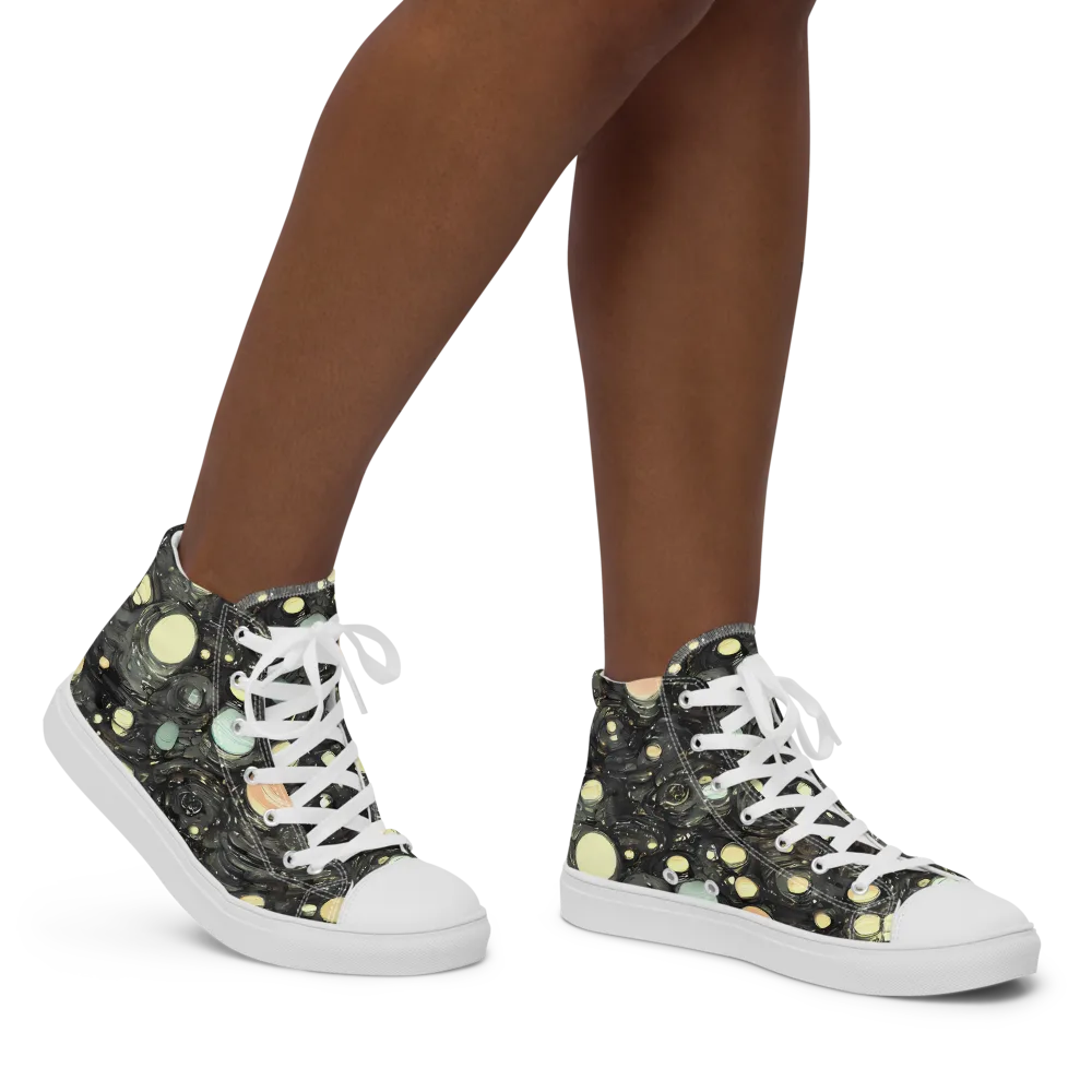 Planetary Ink on Women's High Top Canvas Shoes — Right