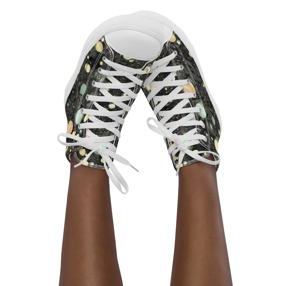 Planetary Ink on Women's High Top Canvas Shoes — Front