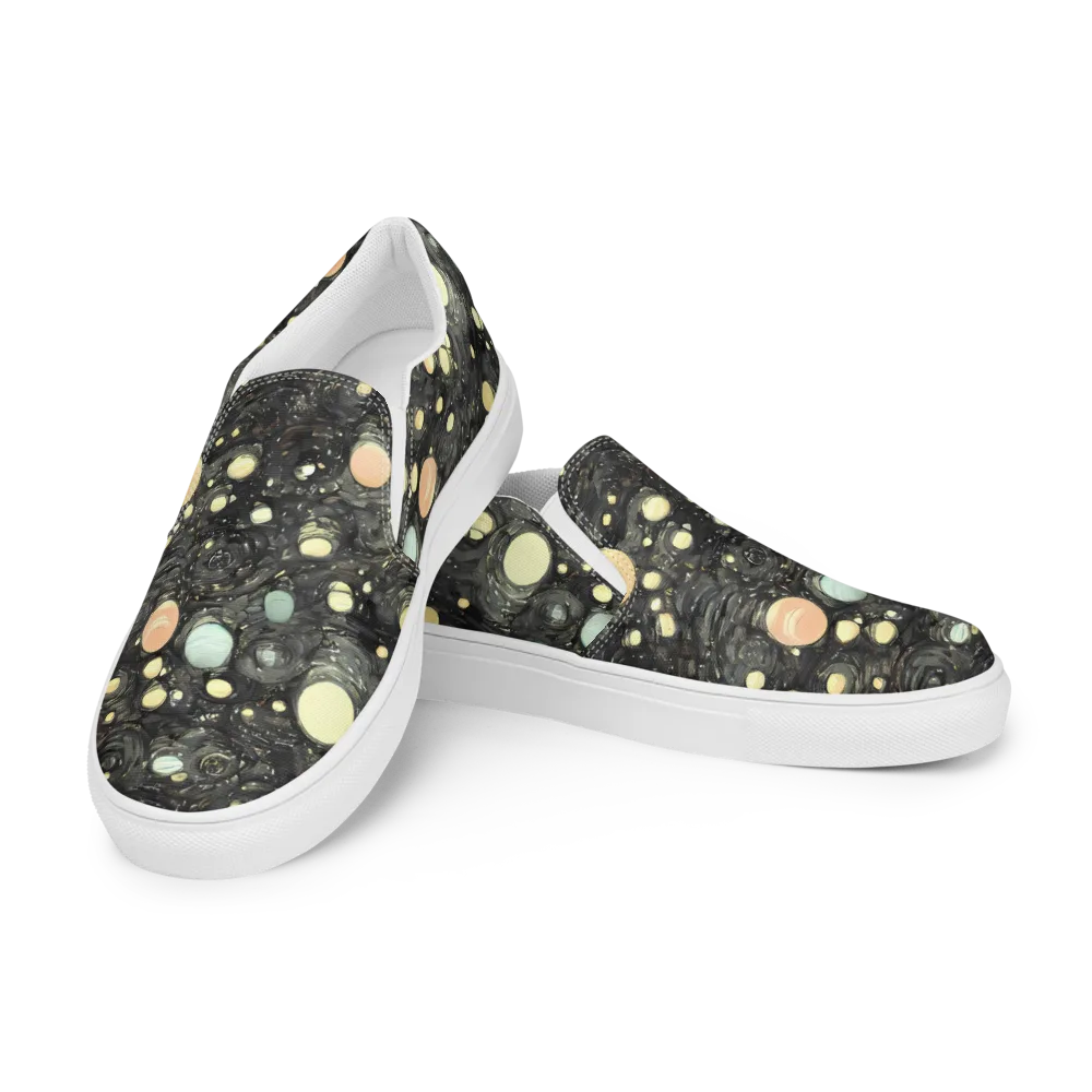 Planetary Ink on Men's Slip-On Canvas Shoes — Left Front
