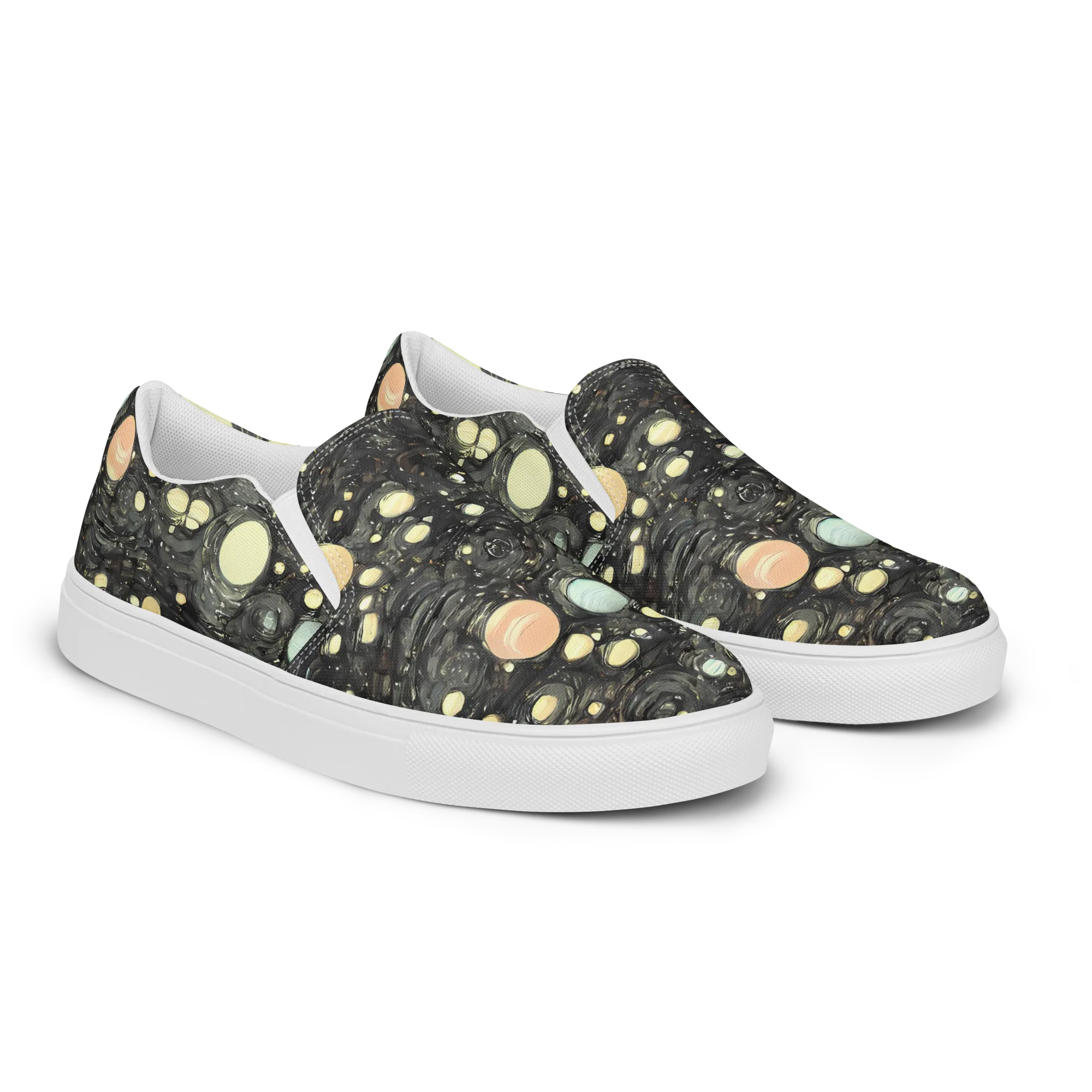 Planetary Ink on Women's Slip-On Canvas Shoes — Right Front