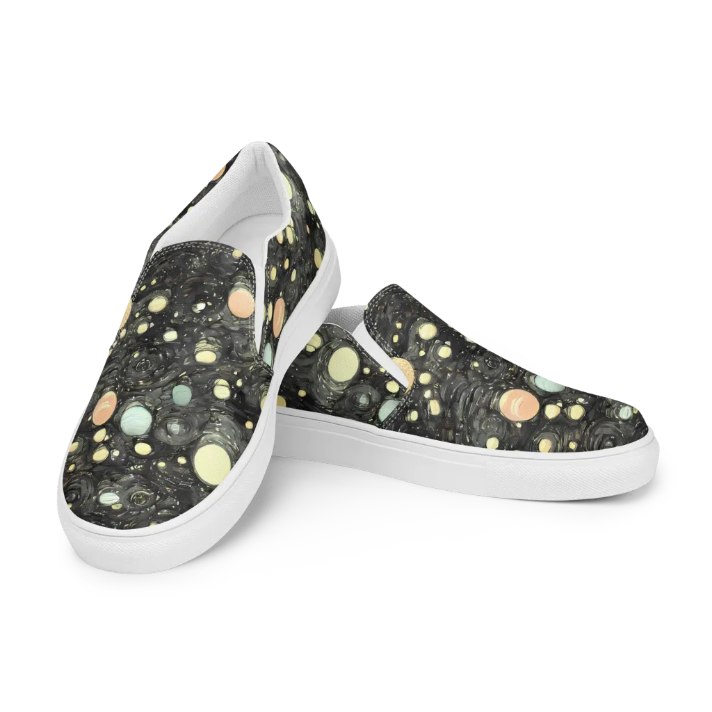 Planetary Ink on Women's Slip-On Canvas Shoes — Left Front