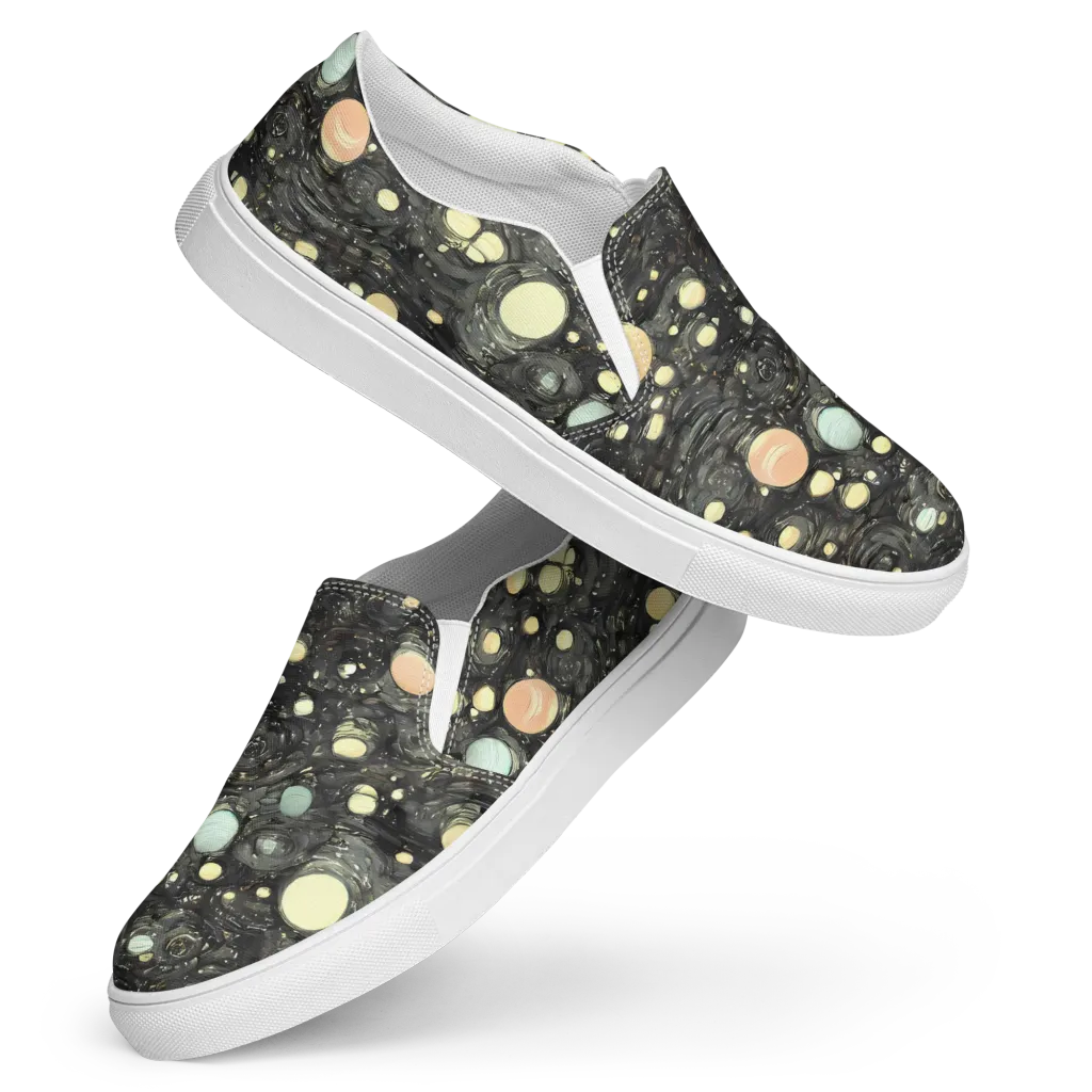 Planetary Ink on Women's Slip-On Canvas Shoes — Front
