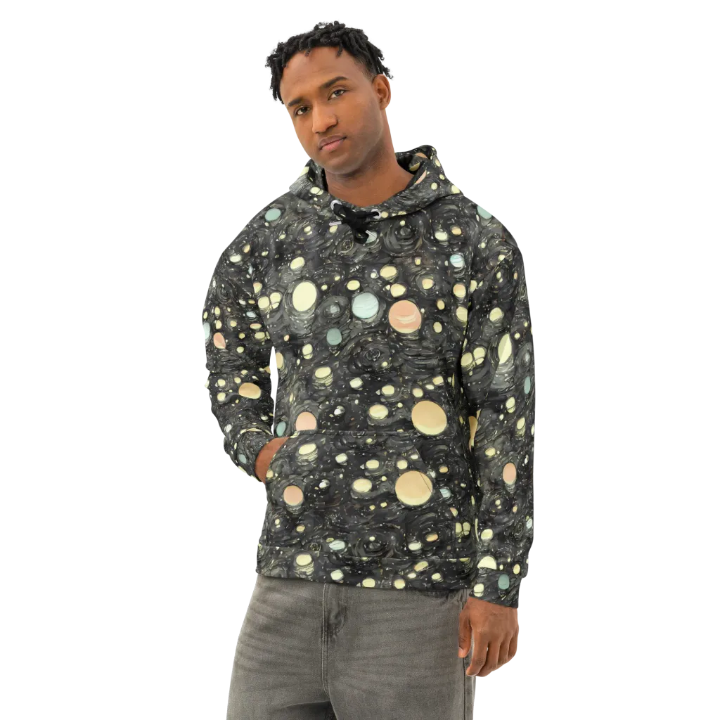Planetary Ink on Cotton Hoodie — Left Front