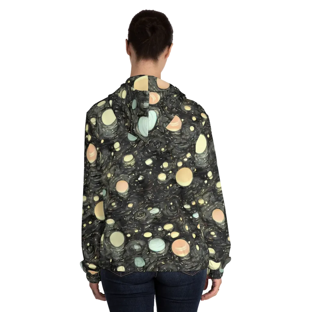 Planetary Ink on Women's Full-Zip Hoodie — Back On Person