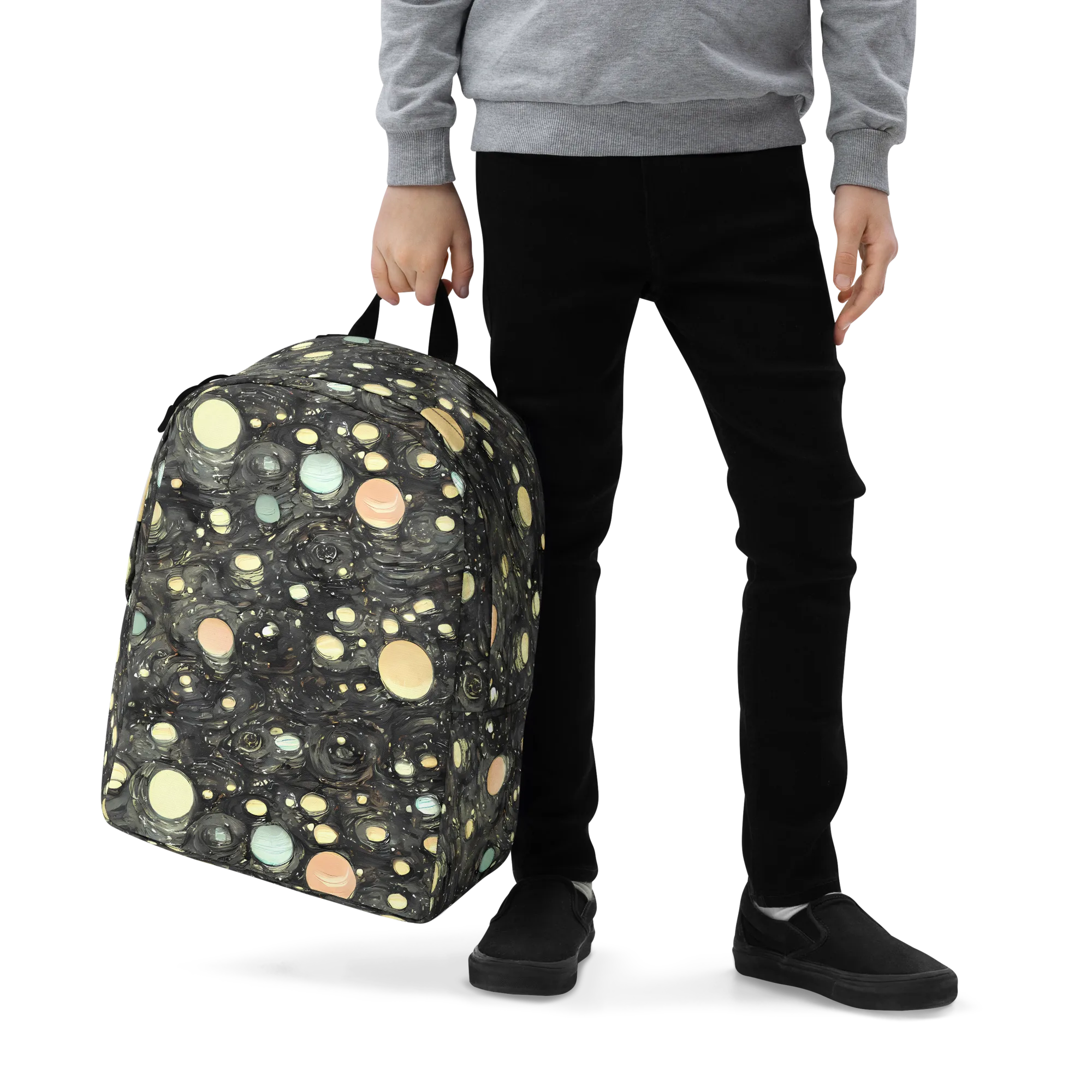 Planetary Ink on Minimalist Backpack — Zoomed-in
