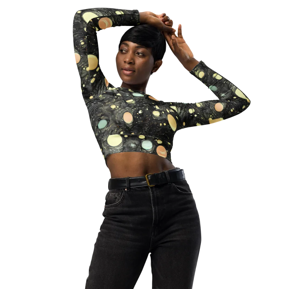Planetary Ink on Long Sleeve Crop Top — Front
