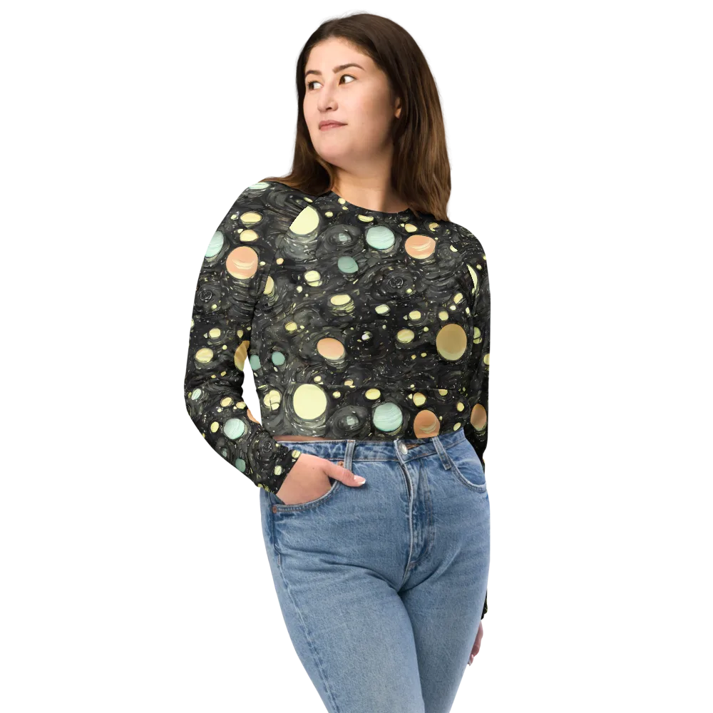 Planetary Ink on Long Sleeve Crop Top — Front