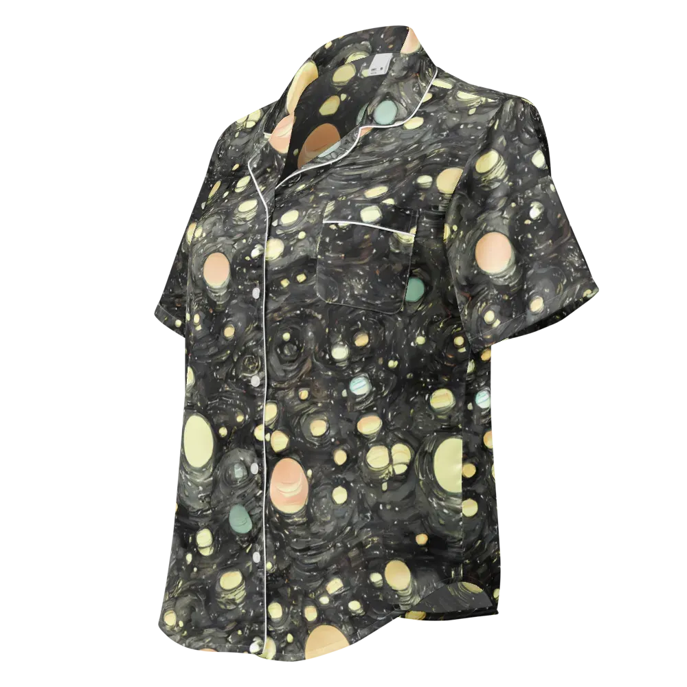 Planetary Ink on Women's Short Sleeve Pajama Top — Left Front