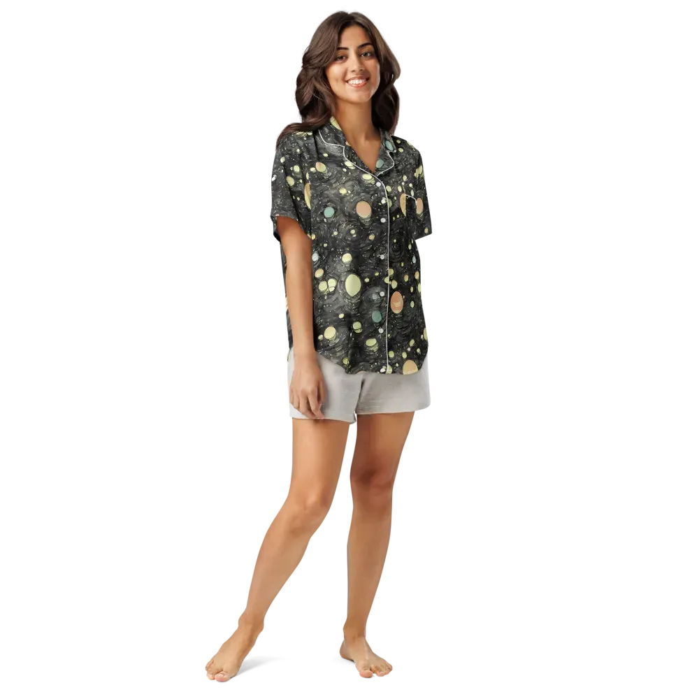 Planetary Ink on Women's Short Sleeve Pajama Top — Front