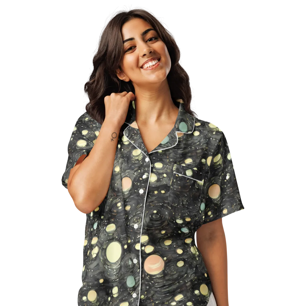 Planetary Ink on Women's Short Sleeve Pajama Top — Front