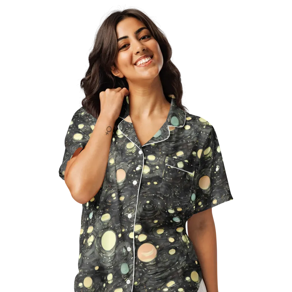 Planetary Ink on Women's Short Sleeve Pajama Top — Front