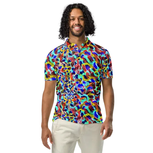 Chromatic Roar on a Men's Slim Fit Polo Shirt