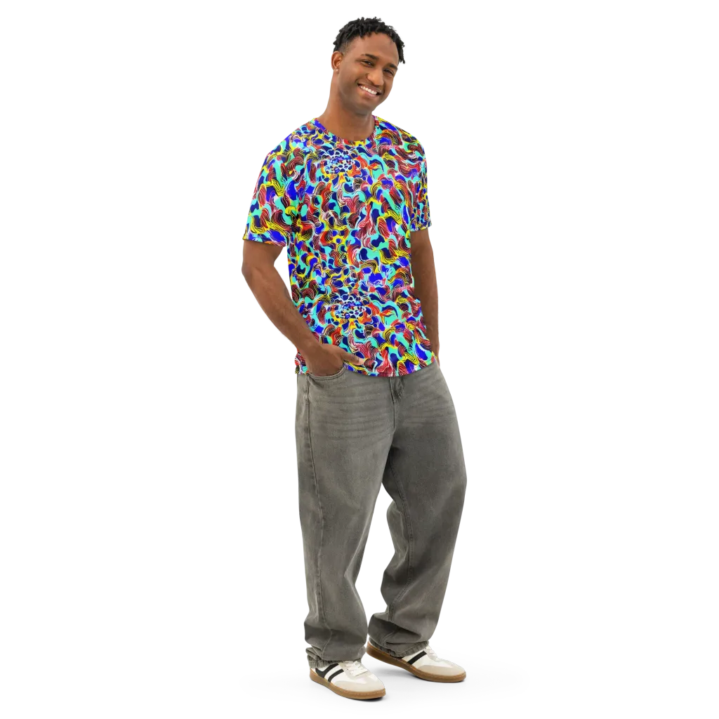 Chromatic Roar on Men's Cotton Crew Neck T-Shirt — Right Front
