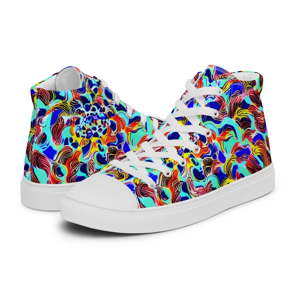 Chromatic Roar on Men's High Top Canvas Shoes — Left