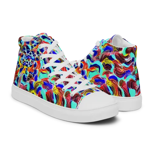 Chromatic Roar on a Men's High Top Canvas Shoes