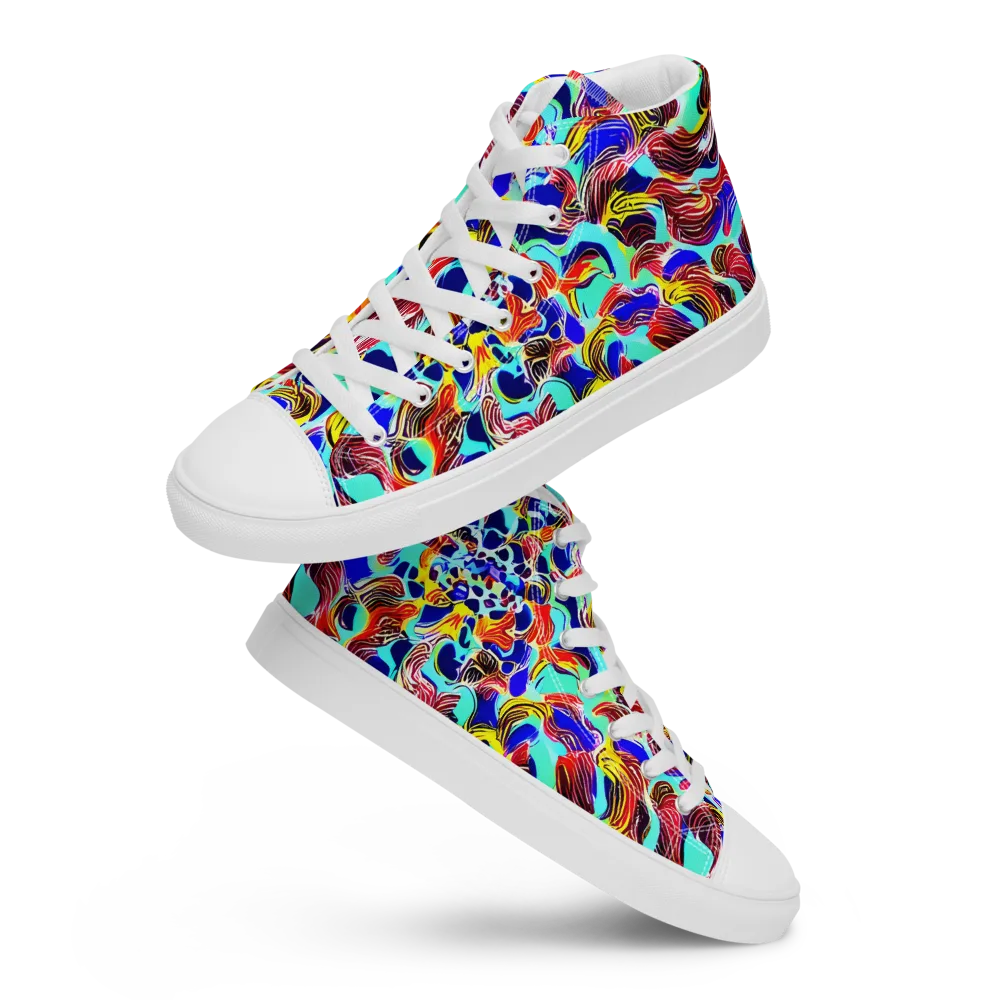 Chromatic Roar on Men's High Top Canvas Shoes — Front