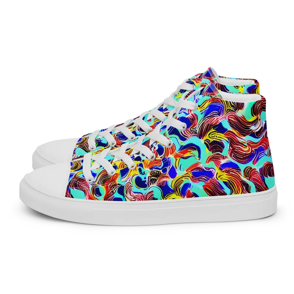 Chromatic Roar on Women's High Top Canvas Shoes — Left