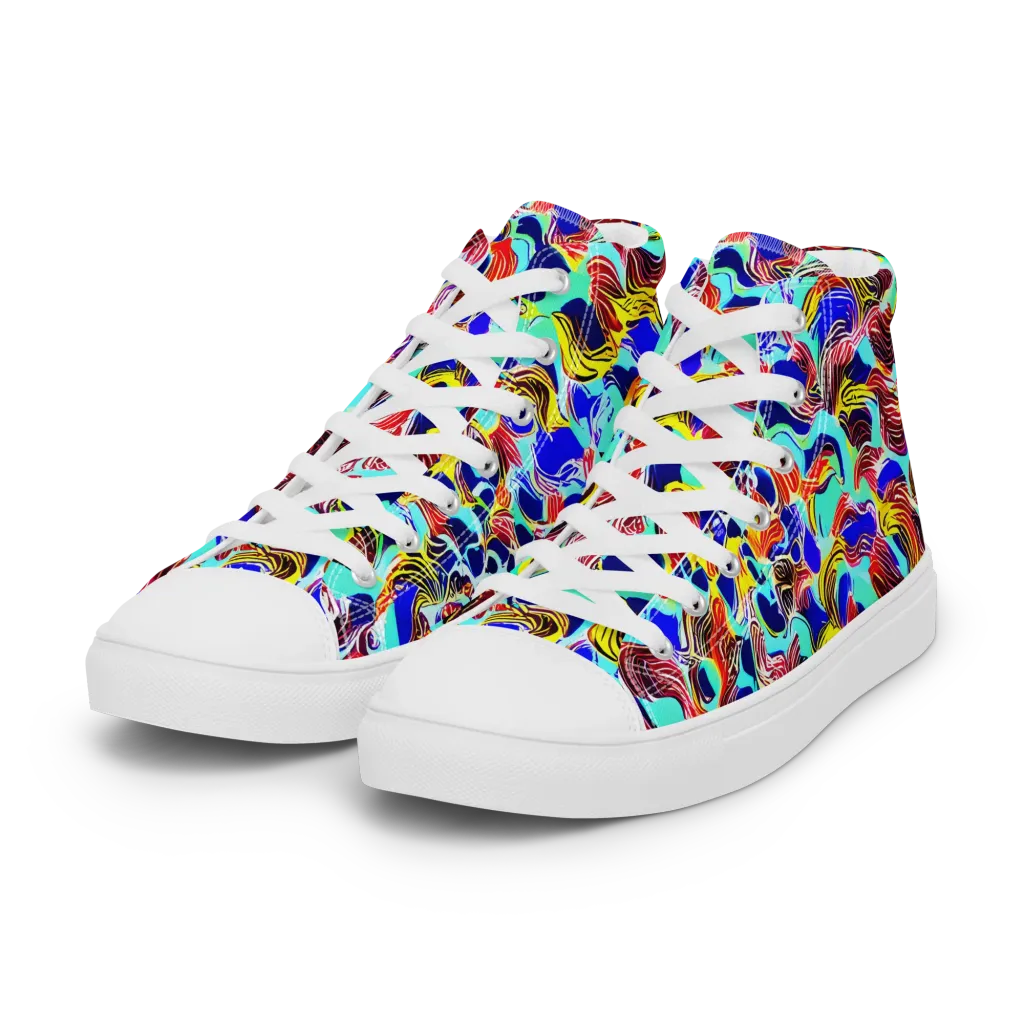 Chromatic Roar on Women's High Top Canvas Shoes — Left Front
