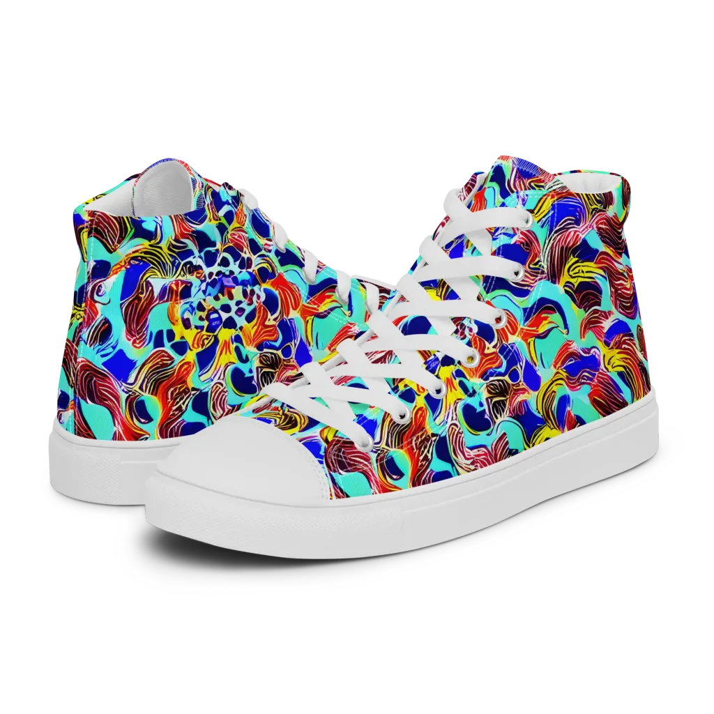 Chromatic Roar on Women's High Top Canvas Shoes — Left