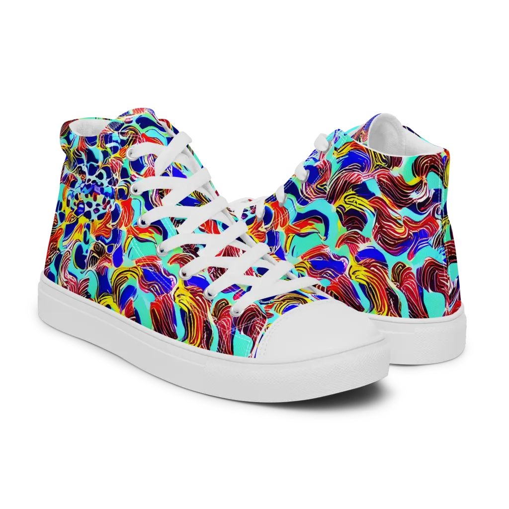 Chromatic Roar on Women's High Top Canvas Shoes — Right