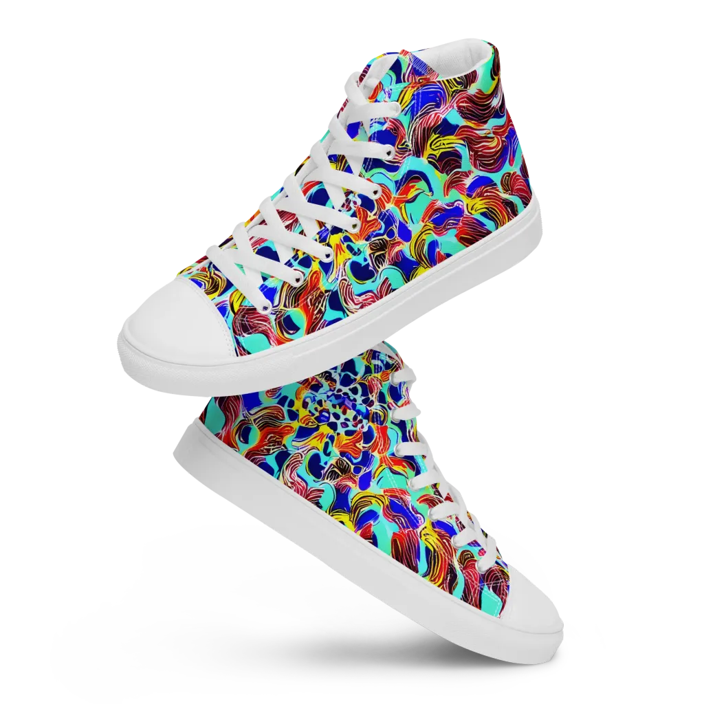 Chromatic Roar on Women's High Top Canvas Shoes — Front