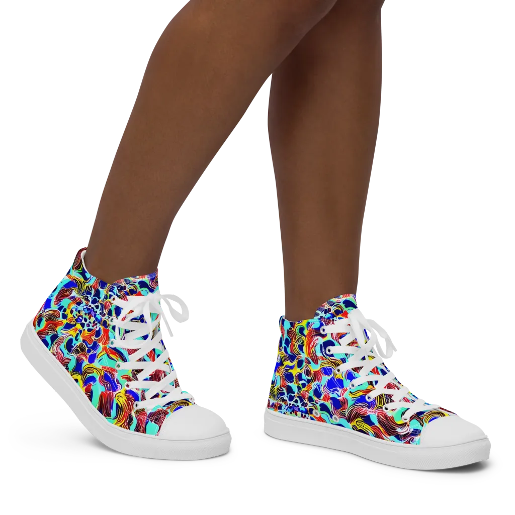 Chromatic Roar on Women's High Top Canvas Shoes — Right