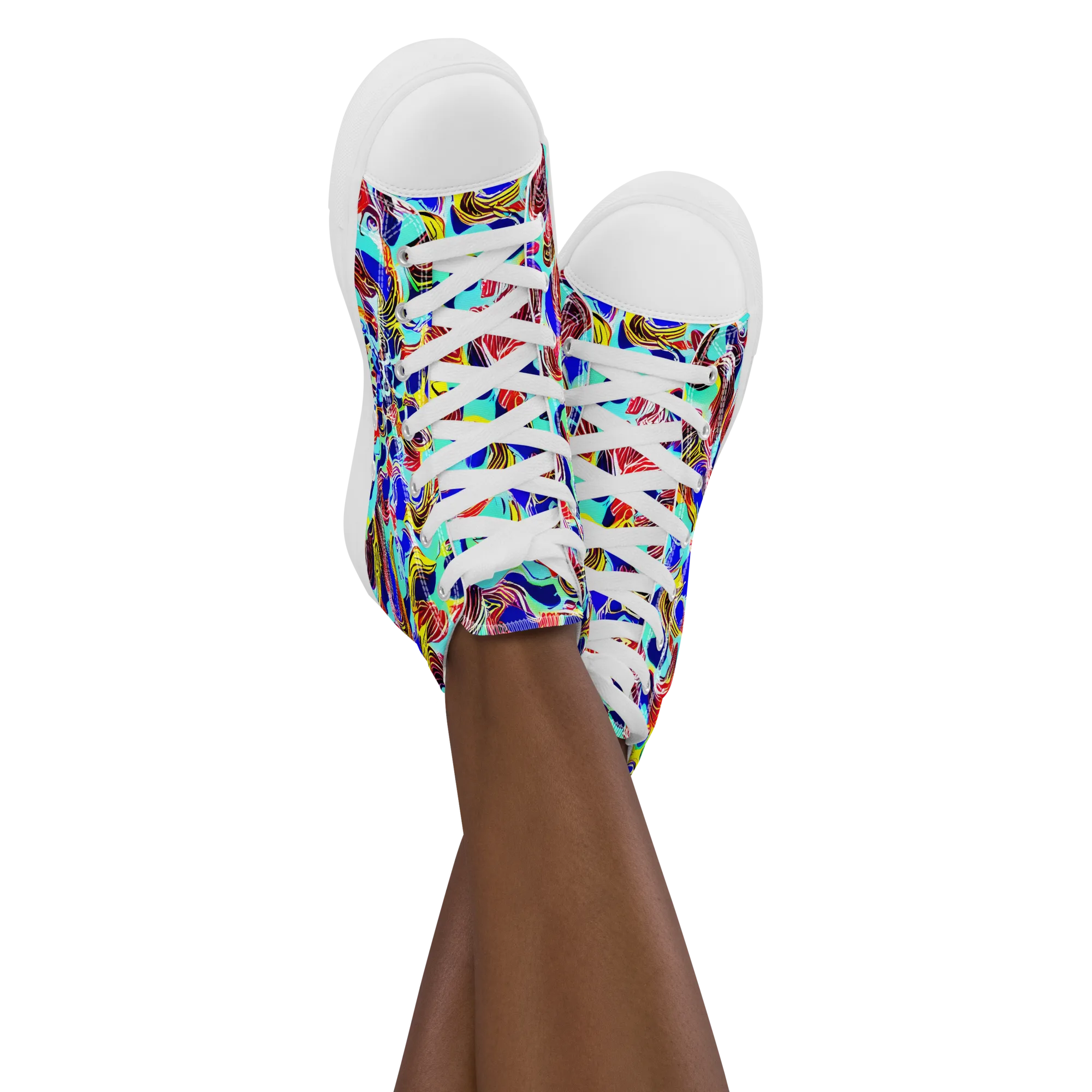 Chromatic Roar on Women's High Top Canvas Shoes — Front