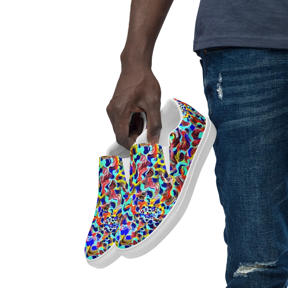 Chromatic Roar on Men's Slip-On Canvas Shoes — Left Front