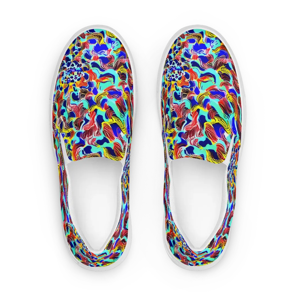 Chromatic Roar on Women's Slip-On Canvas Shoes — Front