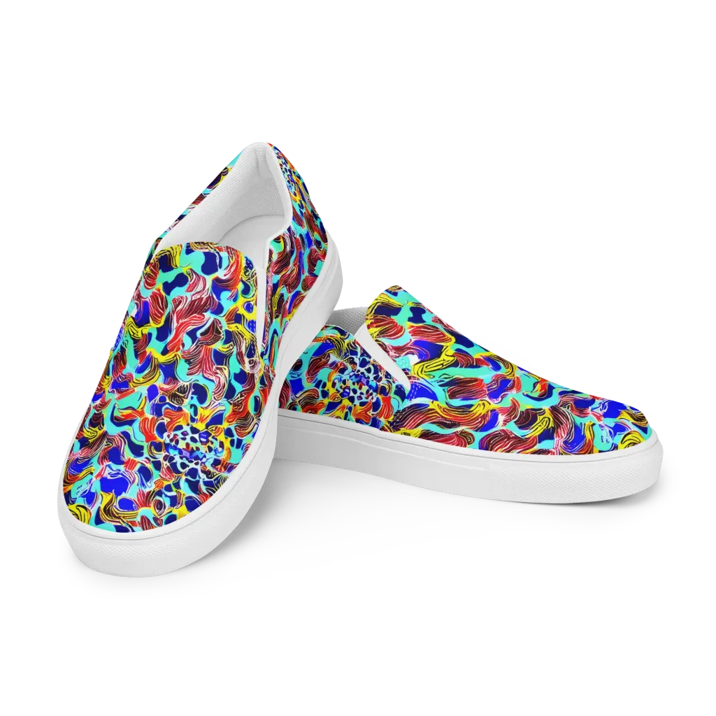 Chromatic Roar on Women's Slip-On Canvas Shoes — Left Front