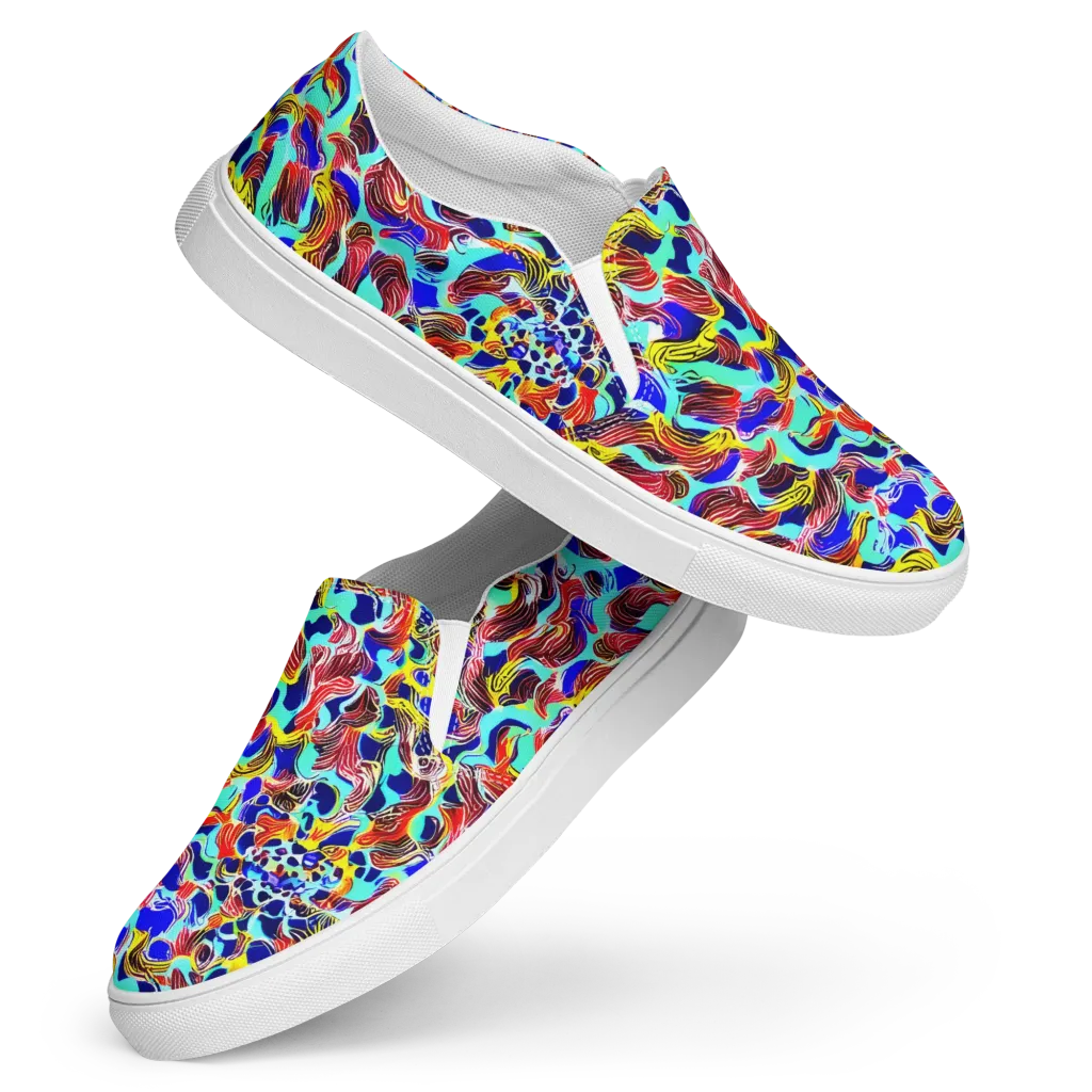 Chromatic Roar on Women's Slip-On Canvas Shoes — Front