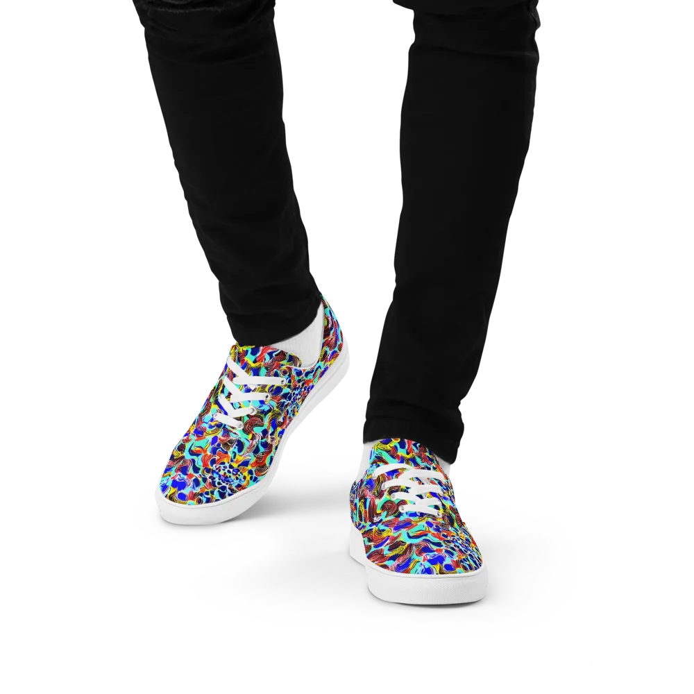 Chromatic Roar on Men's Lace-Up Canvas Shoes — Front