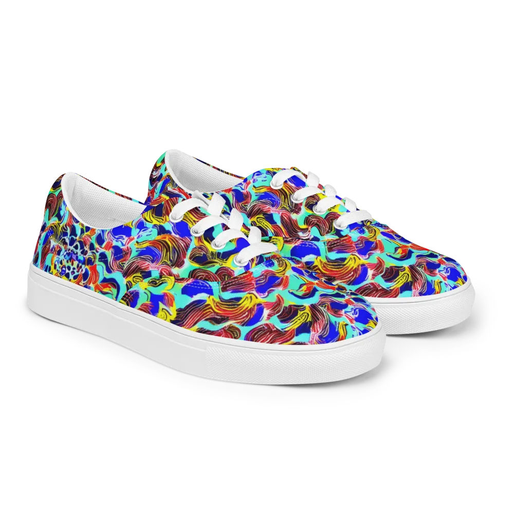 Chromatic Roar on Men's Lace-Up Canvas Shoes — Right Front