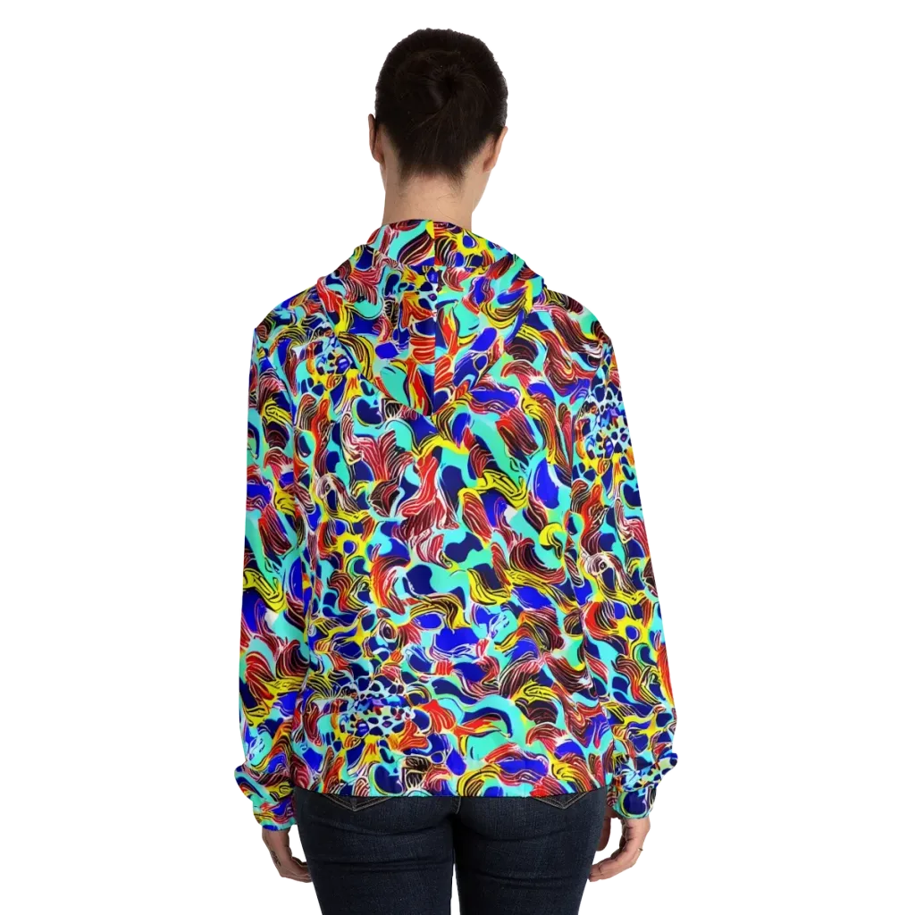 Chromatic Roar on Women's Full-Zip Hoodie — Back On Person