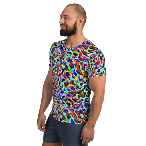 Chromatic Roar on a Men's Athletic T-Shirt