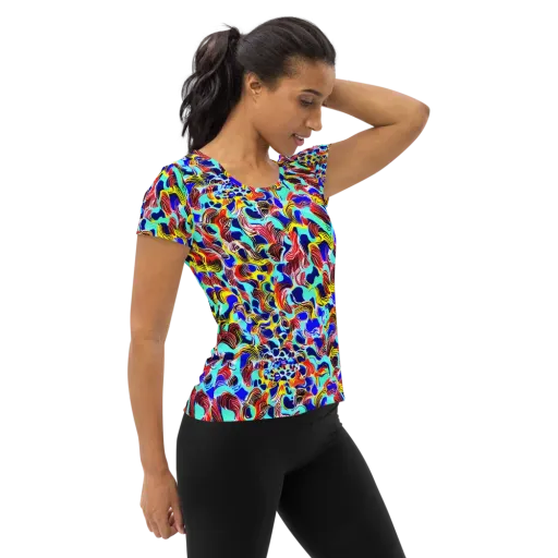 Chromatic Roar on a Women's Athletic T-Shirt