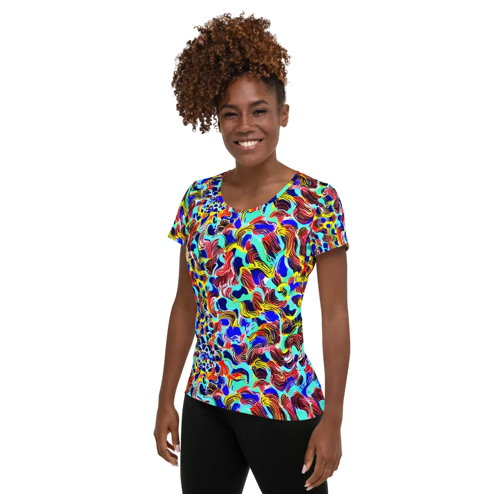 Chromatic Roar on Women's Athletic T-Shirt — Left