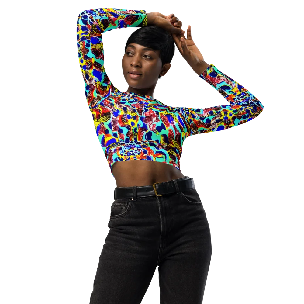 Chromatic Roar on Long Sleeve Crop Top — Front