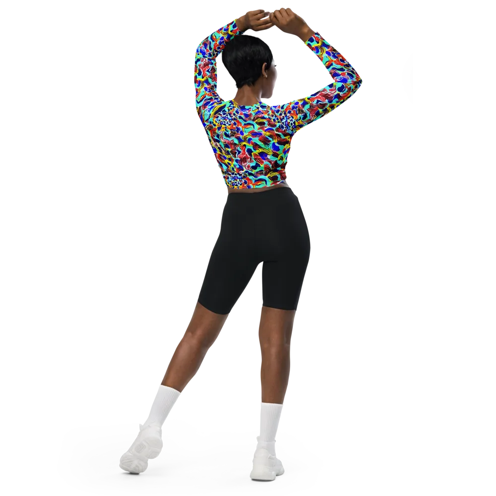 Chromatic Roar on Long Sleeve Crop Top — Back