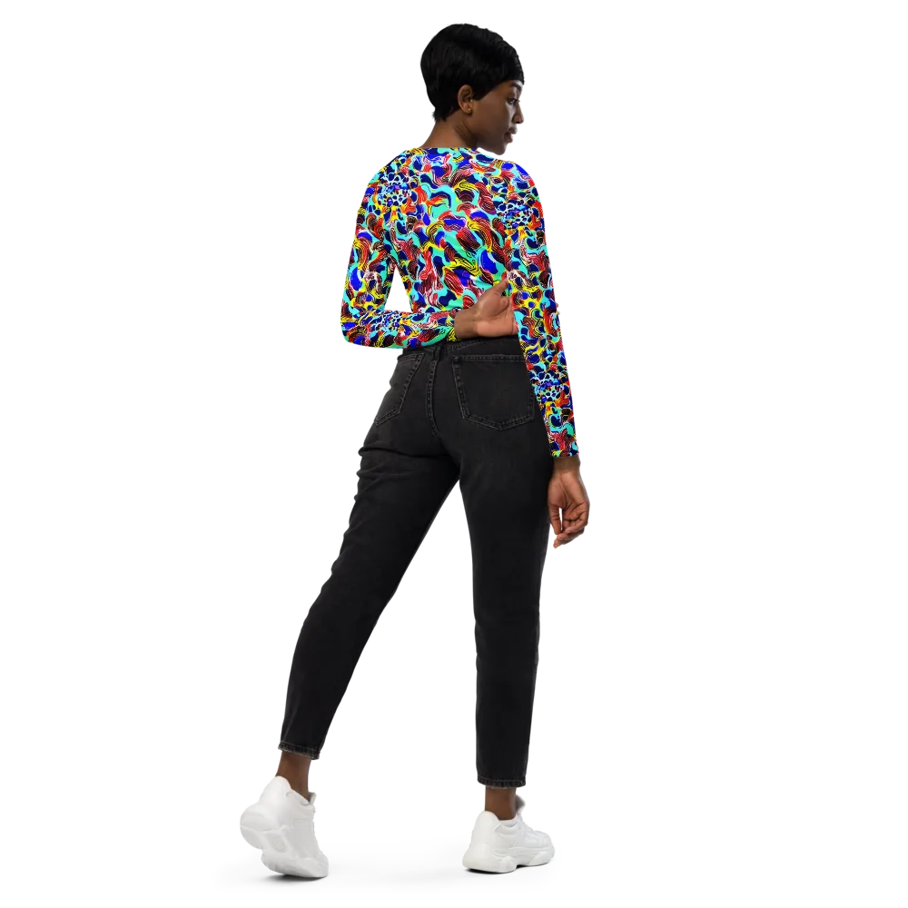 Chromatic Roar on Long Sleeve Crop Top — Right Back